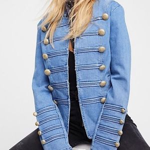 Free People Military Denim Jacket